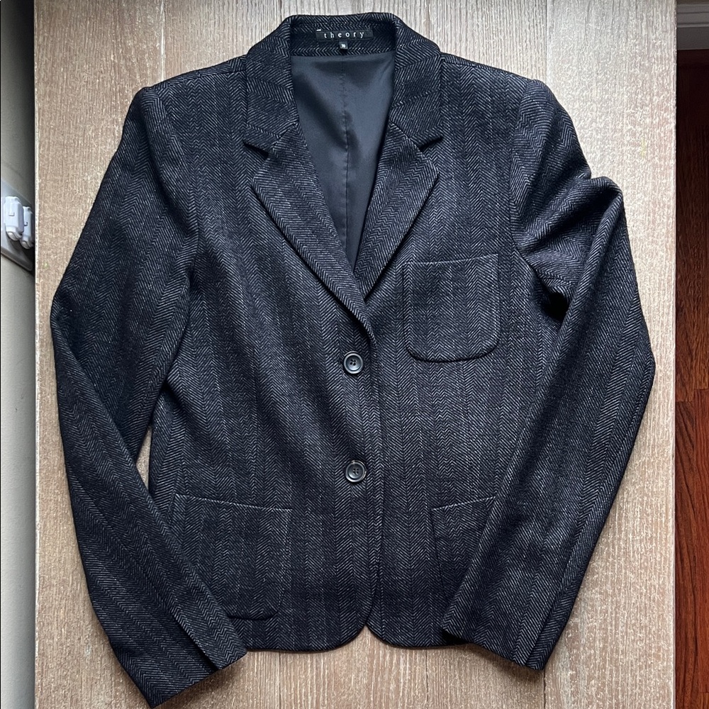 Theory Charcoal Herringbone Blazer